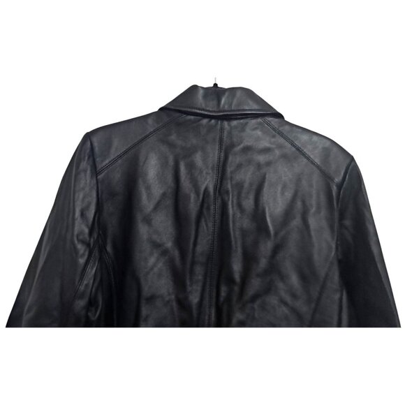 M. Julian Womens Genuine Leather Black Jacket With Zip Closure Lined With Polyes - Picture 12 of 13